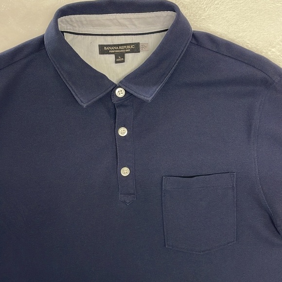 Banana Republic Performance Knit Polo Navy Size Large - Picture 2 of 8